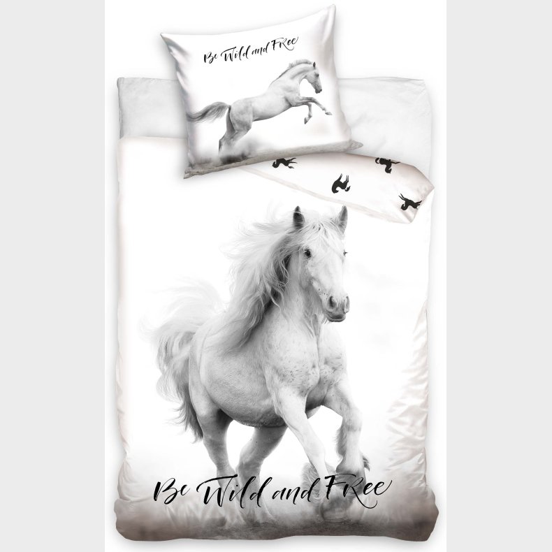 Hest - Be Wild and Free - Sengetj 140 x 200, 100 procent bomuld
