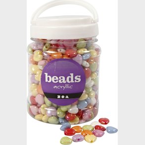 Hjerte Mix - Str. 15x15 Mm - Hulstr. 3 Mm - Assorterede Farver - 700 Ml - 465 G