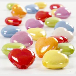 Hjerte Mix - Str. 25x15 Mm - Hulstr. 3 Mm - 125 Ml - 70 G