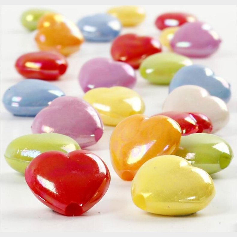 Hjerte Mix - Str. 25x15 Mm - Hulstr. 3 Mm - 125 Ml - 70 G