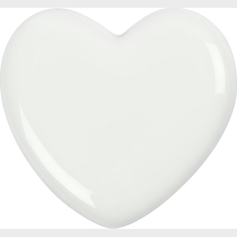Hjerte - Str. 6,5x6,5 Cm - Tykkelse 10 Mm - Hvid - 1 Stk.