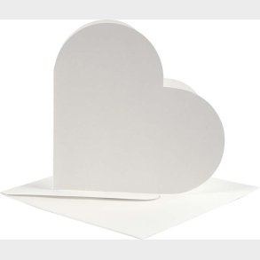 Hjertekort - Kort Str. 12,5x12,5 Cm - Kuvert Str. 13,5x13,5 Cm - Rhvid - 10 St