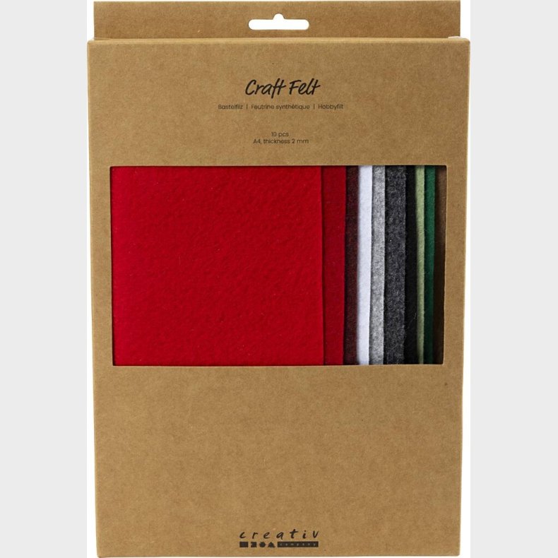 Hobbyfilt - A4 - 210x297 Mm - Tykkelse 2 Mm - Julefarver