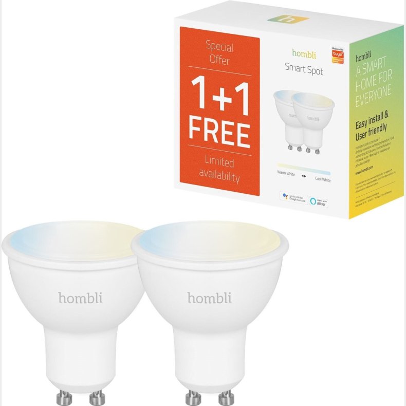 Hombli - Smart Bulb 2-pak - Elprer - Gu10 Wifi 2700-6500k 350lm