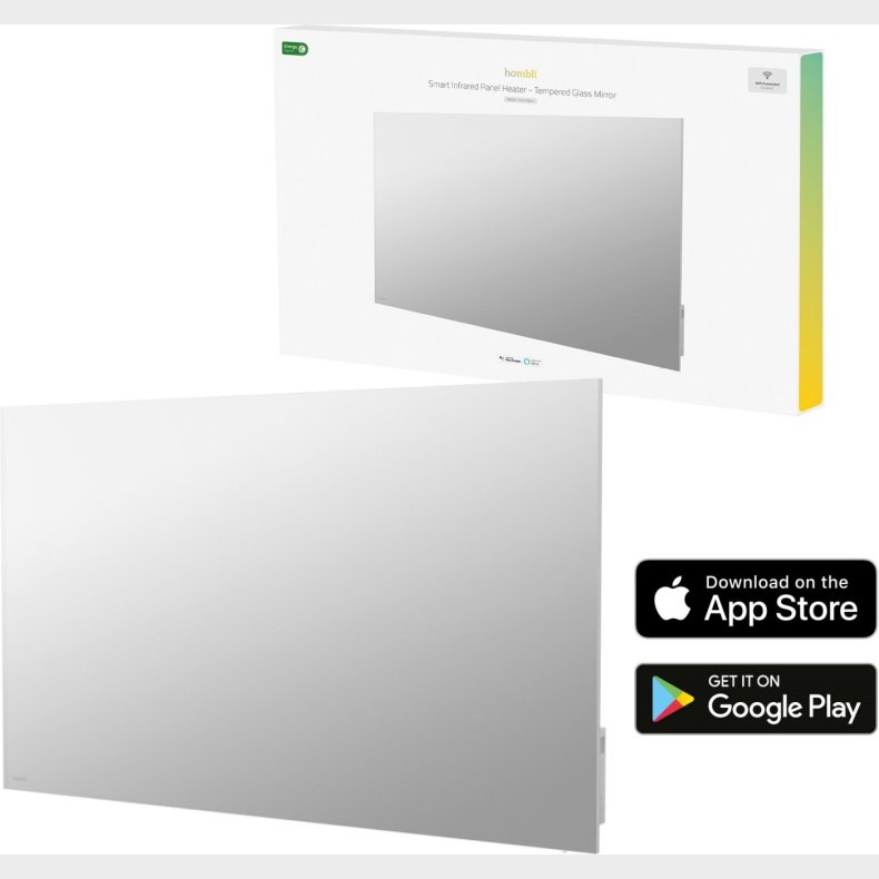 Hombli - Smart Ir Glas Varmepanel 600w, Spejl (600w)