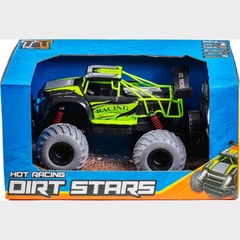 Fjernstyret Bil Med Lys - Hot Racing Dirt Stars - 1:14 - Gr� Og Gr�n