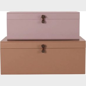 House Doctor - sker Til Opbevaring - Metal - Beige Og Rosa - 2 Stk