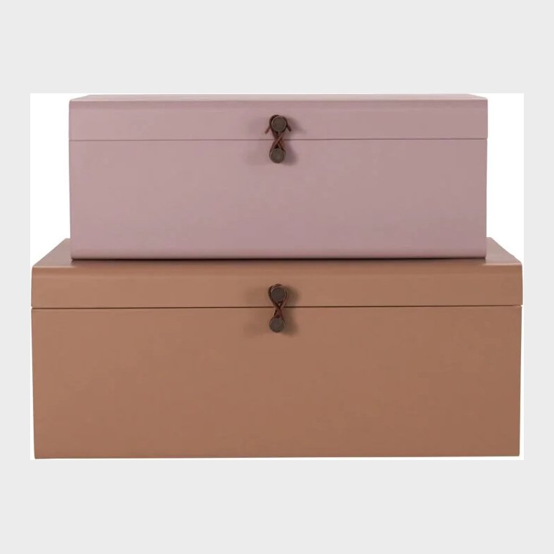House Doctor - sker Til Opbevaring - Metal - Beige Og Rosa - 2 Stk