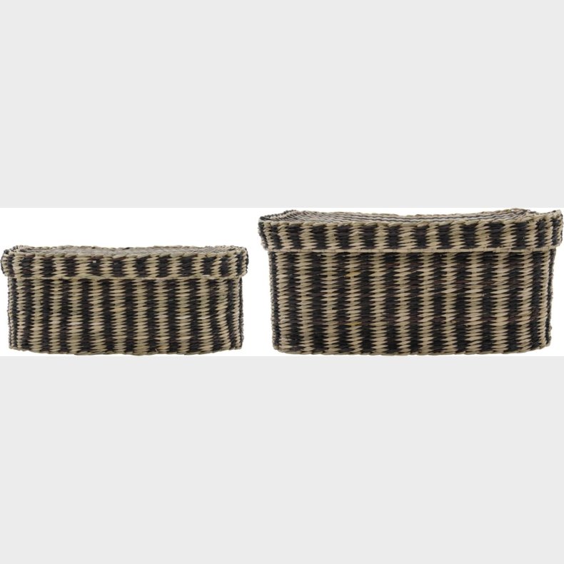 House Doctor - Opbevaringskurve Med Lg - Shoo - Brunstribet - 2 Stk