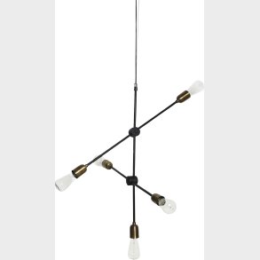 House Doctor - Pendel Lampe - Molecular - Sort Og Messing - H 78 Cm