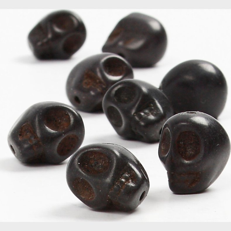 Howlite -  12 Mm - Hulstr. 1,5 Mm - Sort - 32 Stk.