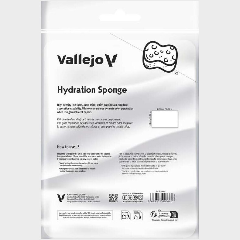 Vallejo - Pfyldningssvampe - Genanvendelig - 2 Stk. - B90002