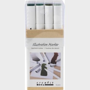 Illustration Marker - Tykkelse 1+8 Mm - Naturfarver - 12stk.