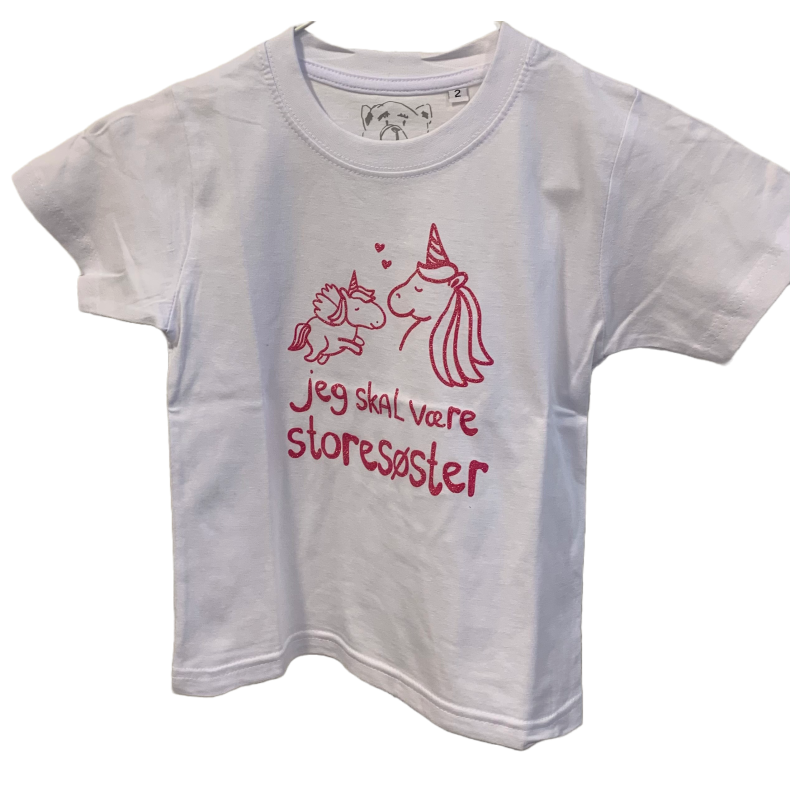 Jeg Skal V�re Stores�ster T-shirt S/S Enhj�rning Hvid - Jeg skal v�re stores�ster T-Shirt - Legekammeraten.dk