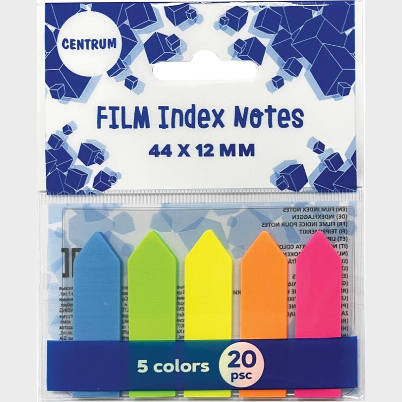 Indeksfaner 45 X 12 Mm - 5 Neonfarver Assorterede - Centrum