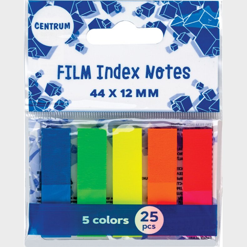 Indeksfaner 45 X 12 Mm - 5 Neonfarver Assorterede - Centrum
