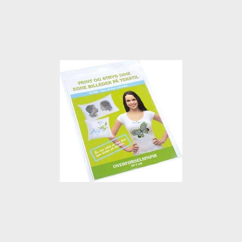 Ink Jet Overfrselspapir A4 5 Ark - Stryges P Lyse Tekstiler