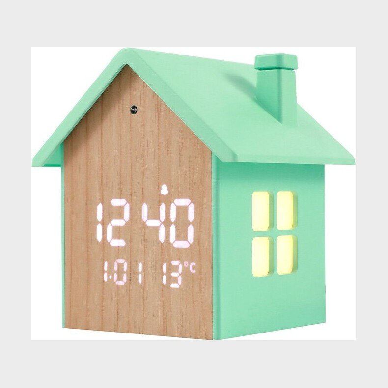 Itotal - Alarm Ur Fuglehus - Pastel Gr�n - 11.5 X 9.8 X 11 Cm