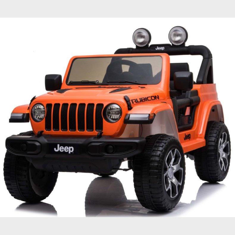 Jeep Wrangler Rubicon Elbil til brn m/Lithium+4x12V+Gummihjul+Lder