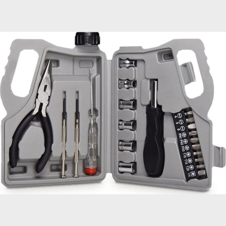 V�rkt�jskasse Med Indhold - Formet Som Jerrycan - 22 Dele