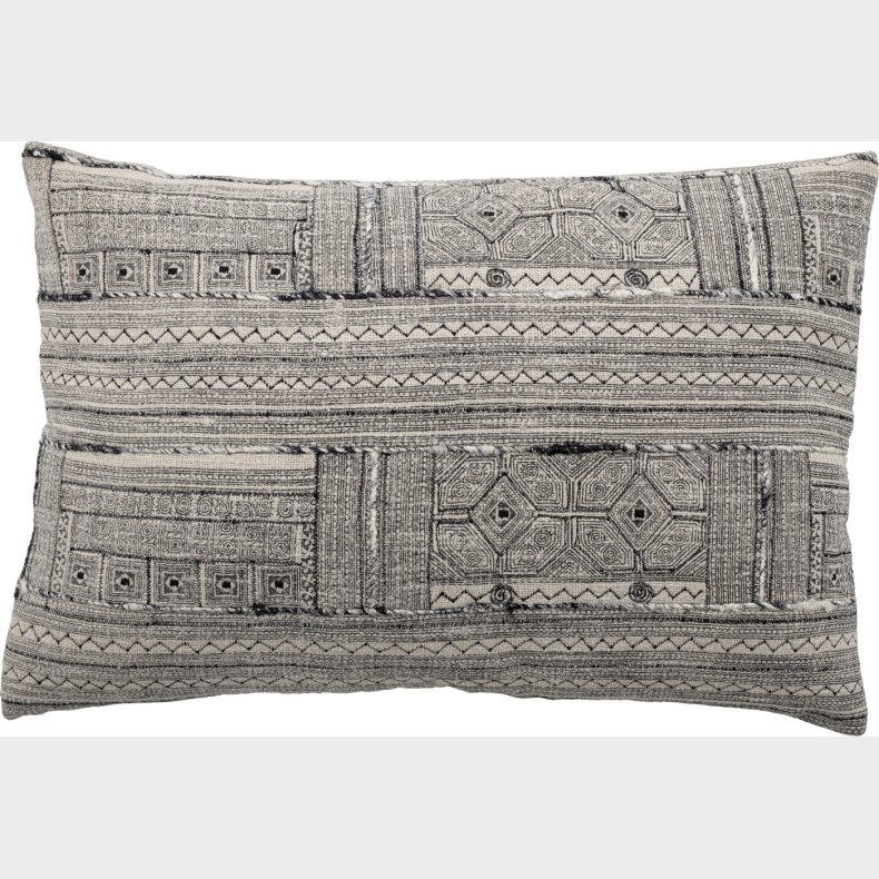 Bloomingville - Jiyar Pude - Sort - Bomuld - 60x40 Cm