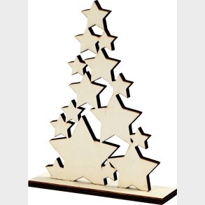 Juletr I Tr - Stjerner - Julepynt - H 19,6 Cm