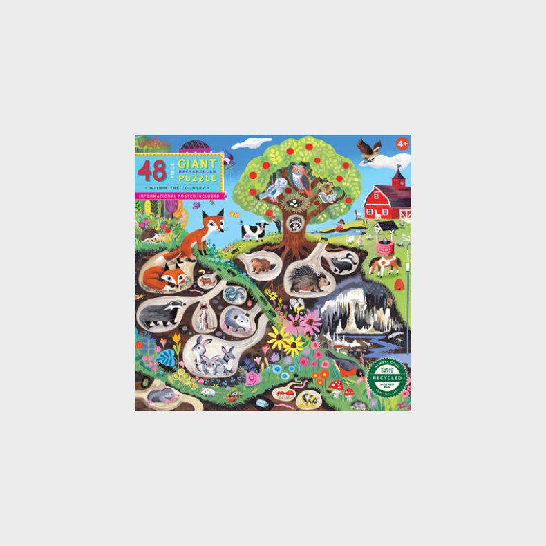Eeboo Jumbo Puslespil - 48 Brikker - Landet