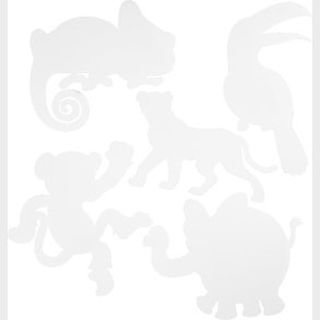 Jungledyr - H 14-25 Cm - B 12-23 Cm - 230 G - Hvid - 16 Stk.