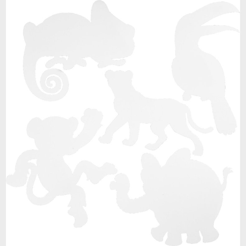 Jungledyr - H 14-25 Cm - B 12-23 Cm - 230 G - Hvid - 16 Stk.