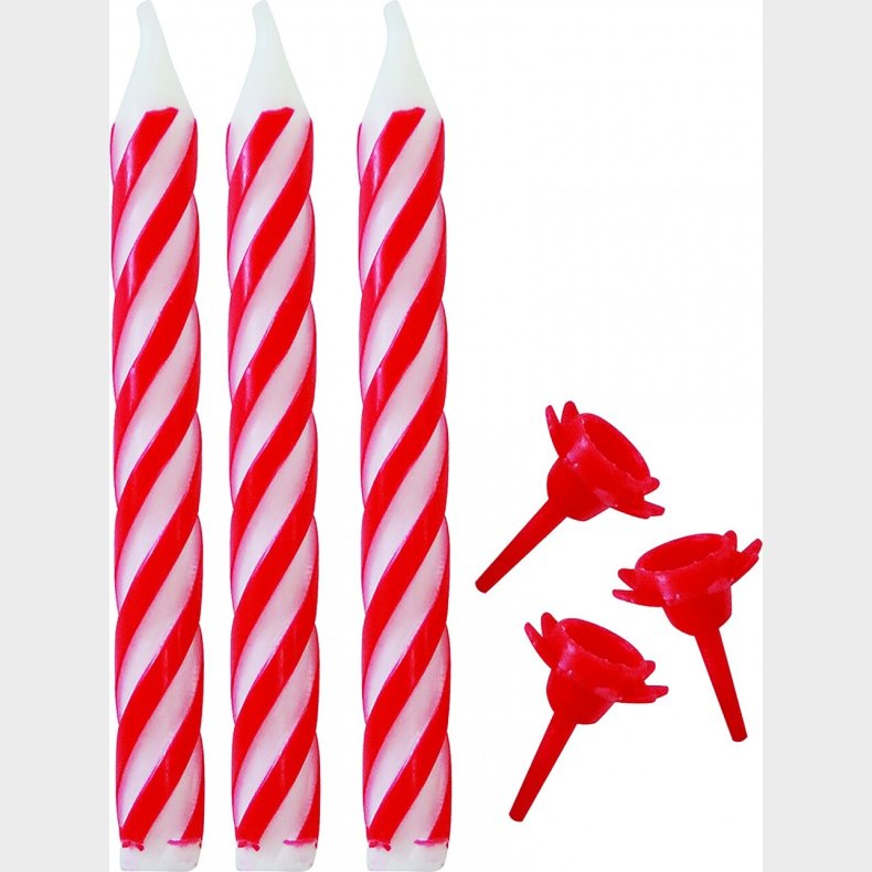 Kagelys 0,5 X 6 Cm - Rd / Hvid 12 Stk - Scanseason