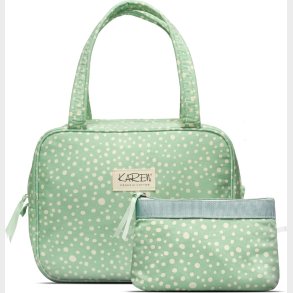 Karen - Toilettaske St Med Makeup Pung - Grn Og Hvid