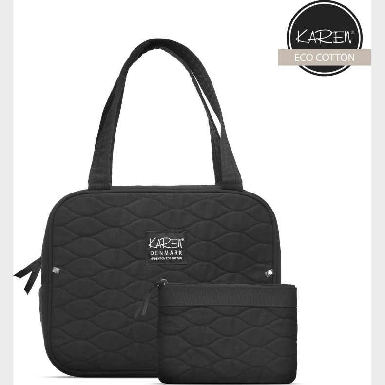 Karen - Toilettaske St Med Hank - Inkl. Makeup Pung - Sort