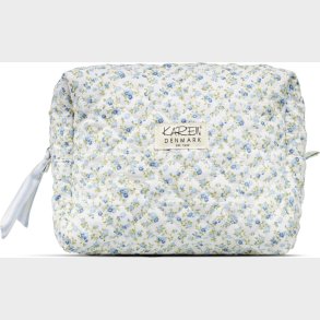 Karen - Stor Toilettaske - Bl� Sm�blomstret Quilt