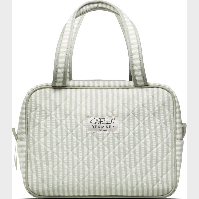 Karen - Stor Toilettaske Med Hank - Gr�nn/hvid - Large