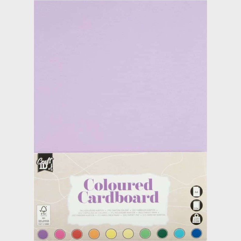 Karton A4 220 G - 10 Ark - Assorterede Farver