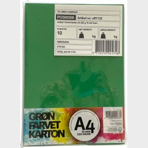 Karton A4 220 G - 10 Ark - Gr�n