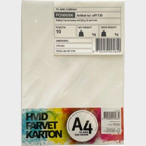 Karton A4 220 G - 10 Ark - Hvid