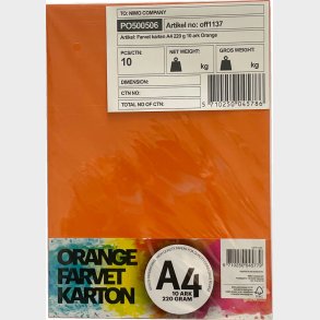 Karton A4 220 G - 10 Ark - Orange