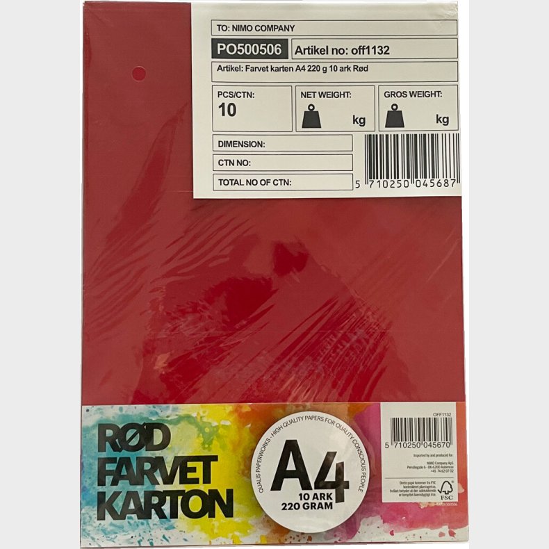 Karton A4 220 G - 10 Ark - Rd