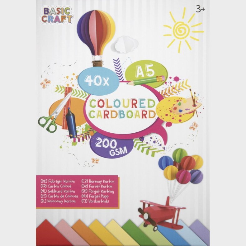 Karton A5 - 200 G 40 Ark Assorterede Farver