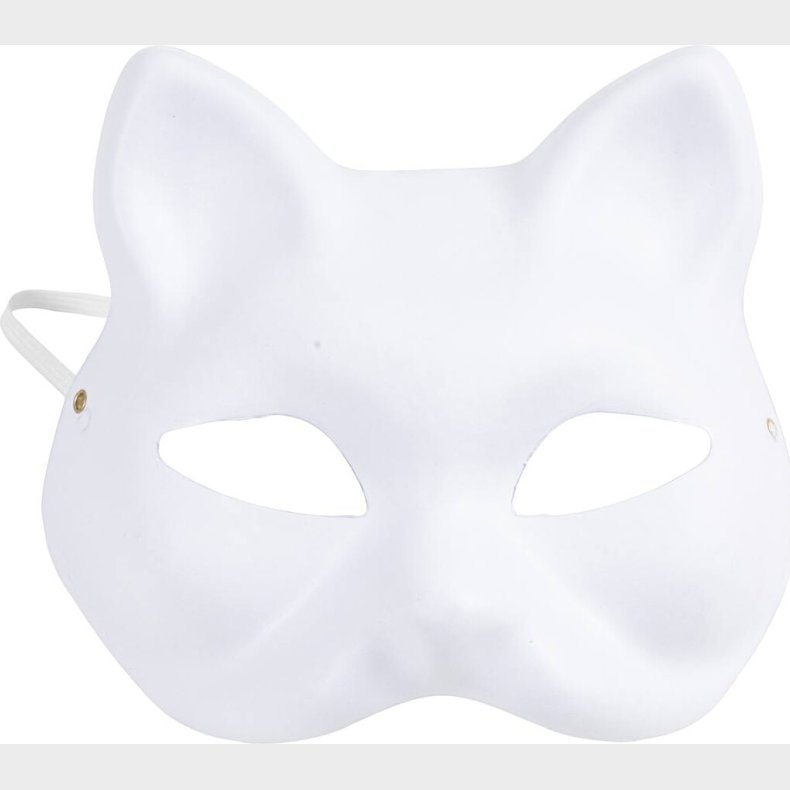 Kattemaske - H 17,5 Cm - B 18,5 - Hvid - 1 Stk.