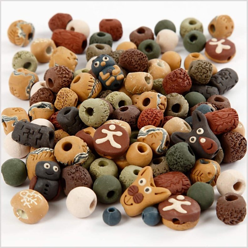 Keramikperler - Str. 7-18 Mm - Hulstr. 2-4 Mm - Assorterede Farver - 300 G