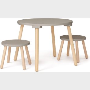 Kids Concept - Bord Og Taburetter - Lysebrun - 77x77x46 Cm