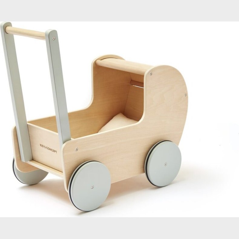 Dukkevogn I Tr� - Natur Og Lysegr�n - Kids Concept