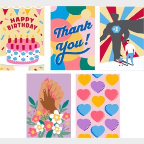 Mal Efter Tal Lyknskningskort - 5 Stk - Kikkerland