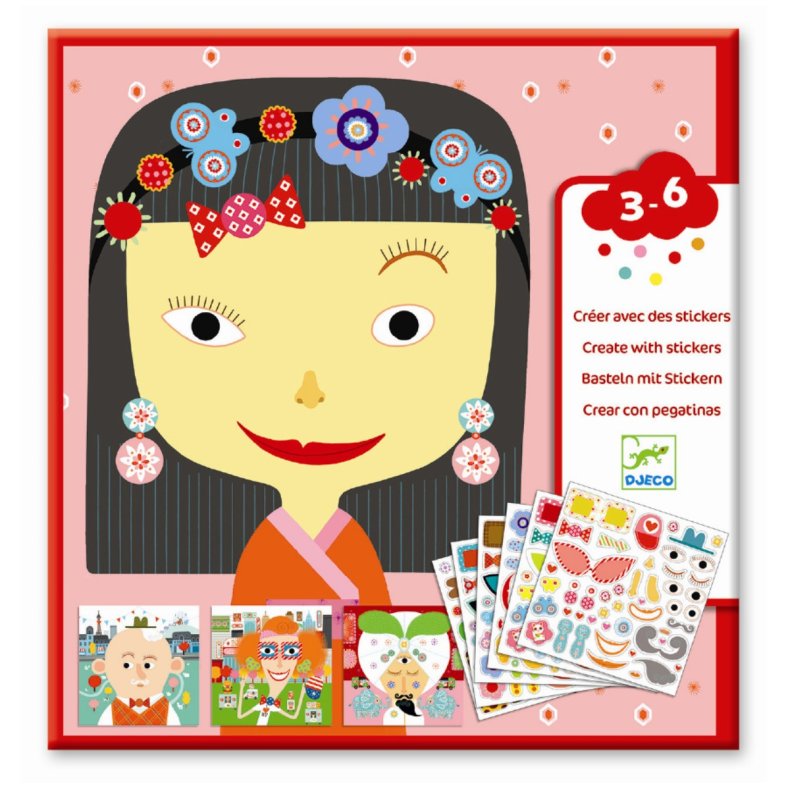 Djeco | Klistermrkeleg - Ansigter