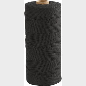 Knyttegarn - Tykkelse 1 Mm - L 315 M - Tynd Kvalitet 12/12 - Sort - 220 G