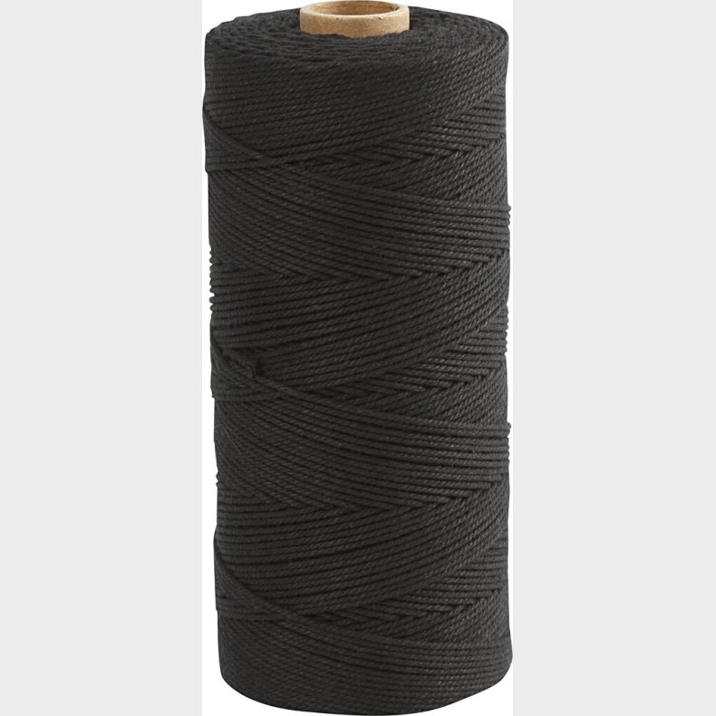 Knyttegarn - Tykkelse 1 Mm - L 315 M - Tynd Kvalitet 12/12 - Sort - 220 G