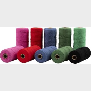 Knyttegarn - Tykkelse 1 Mm - L 315 M - Tynd Kvalitet 12/12 - Strke Farver - 10x220 G