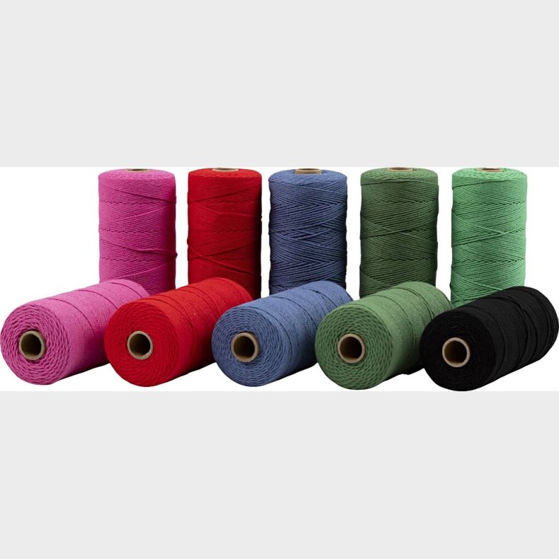 Knyttegarn - Tykkelse 1 Mm - L 315 M - Tynd Kvalitet 12/12 - Strke Farver - 10x220 G
